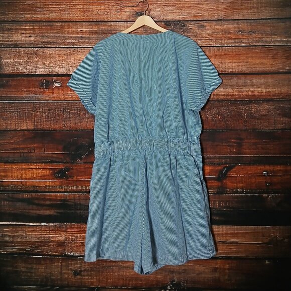 American Eagle Romper XL Striped Tie Front Button Down 100% Cotton Jumpsuit - Picture 4 of 9